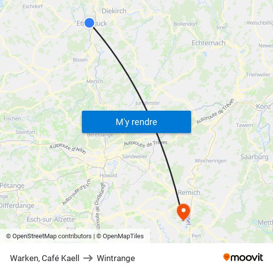 Warken, Café Kaell to Wintrange map