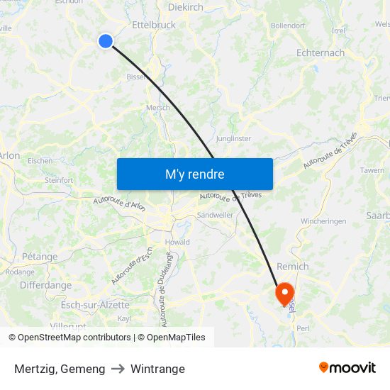 Mertzig, Gemeng to Wintrange map