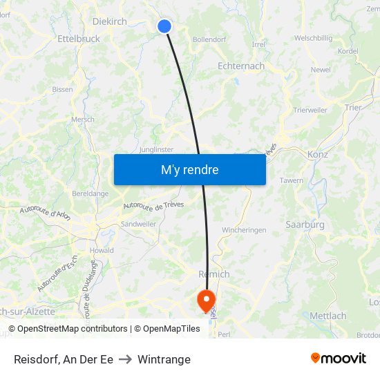 Reisdorf, An Der Ee to Wintrange map