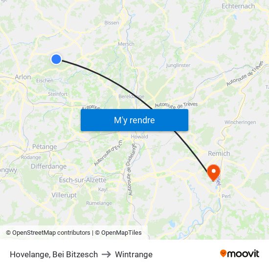 Hovelange, Bei Bitzesch to Wintrange map