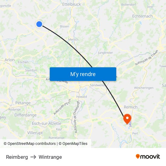 Reimberg to Wintrange map