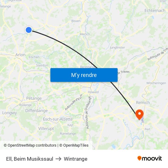 Ell, Beim Musikssaul to Wintrange map