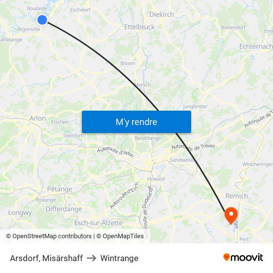 Arsdorf, Misärshaff to Wintrange map