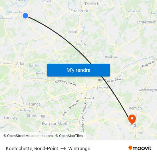 Koetschette, Rond-Point to Wintrange map