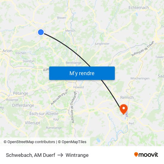 Schwebach, AM Duerf to Wintrange map