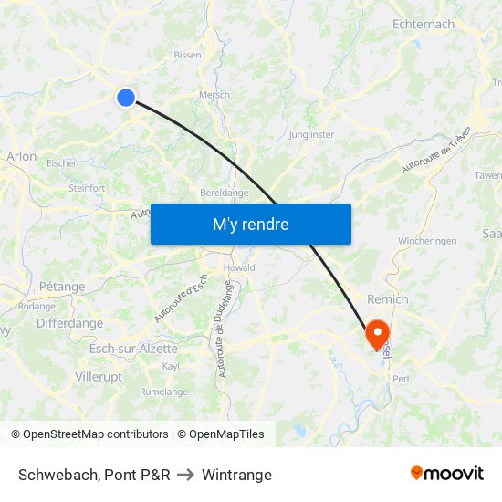 Schwebach, Pont P&R to Wintrange map