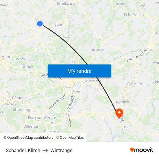 Schandel, Kiirch to Wintrange map