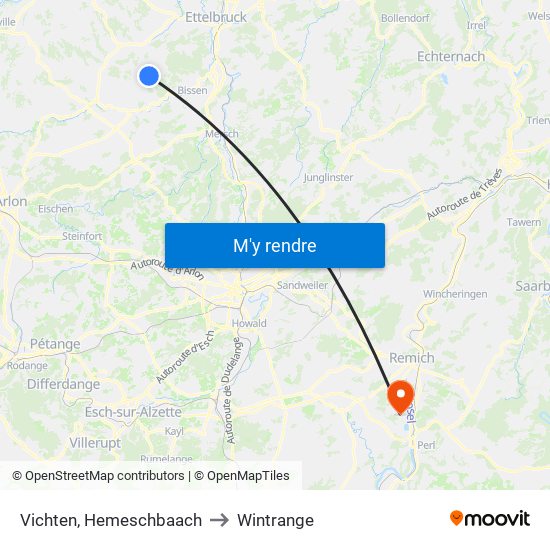 Vichten, Hemeschbaach to Wintrange map