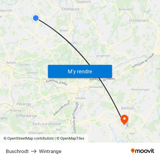 Buschrodt to Wintrange map