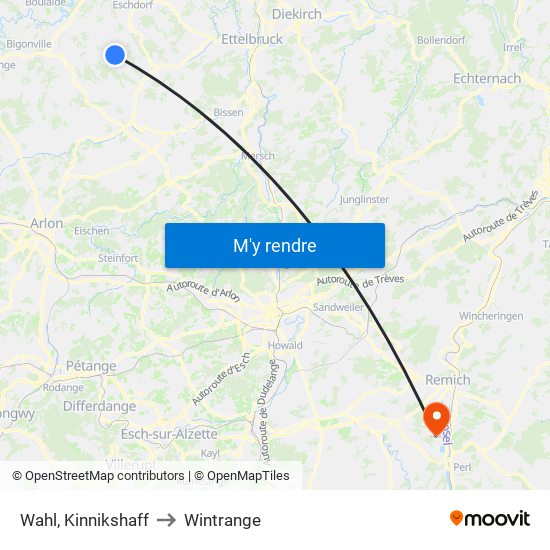 Wahl, Kinnikshaff to Wintrange map