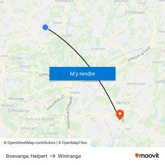Boevange, Helpert to Wintrange map