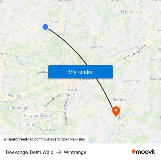 Boevange, Beim Wald to Wintrange map