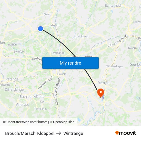 Brouch/Mersch, Kloeppel to Wintrange map