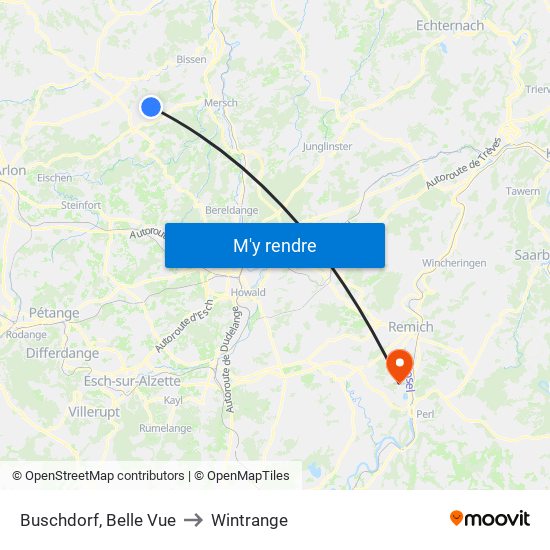 Buschdorf, Belle Vue to Wintrange map