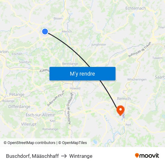 Buschdorf, Määschhaff to Wintrange map