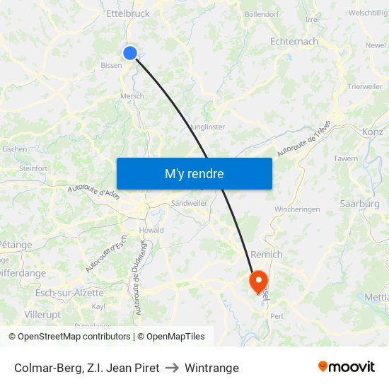 Colmar-Berg, Z.I. Jean Piret to Wintrange map