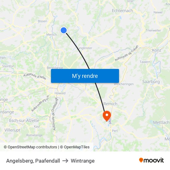 Angelsberg, Paafendall to Wintrange map