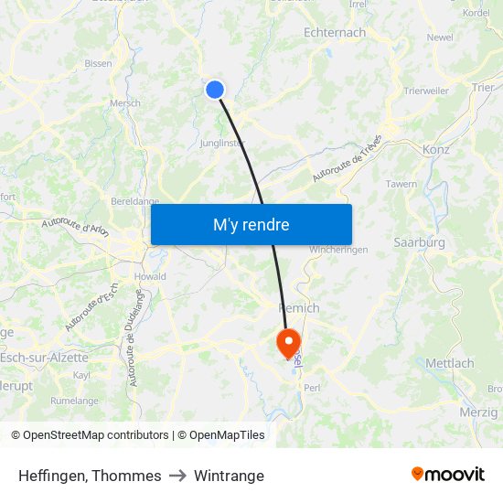 Heffingen, Thommes to Wintrange map