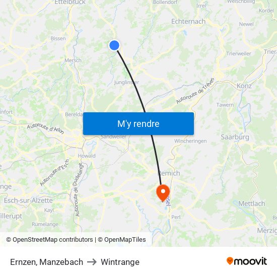 Ernzen, Manzebach to Wintrange map