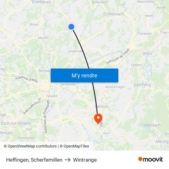 Heffingen, Scherfemillen to Wintrange map