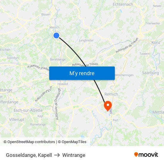 Gosseldange, Kapell to Wintrange map