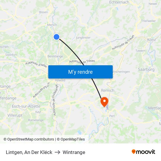 Lintgen, An Der Kléck to Wintrange map