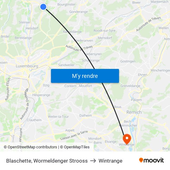 Blaschette, Wormeldenger Strooss to Wintrange map