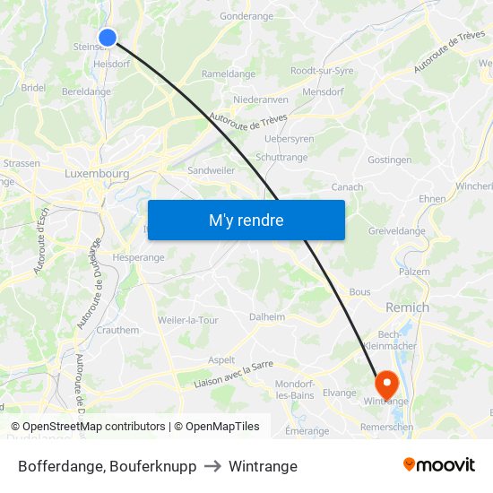 Bofferdange, Bouferknupp to Wintrange map