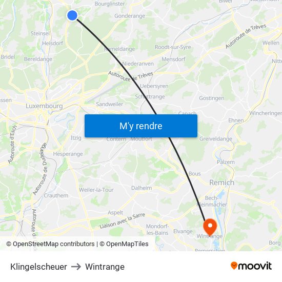 Klingelscheuer to Wintrange map
