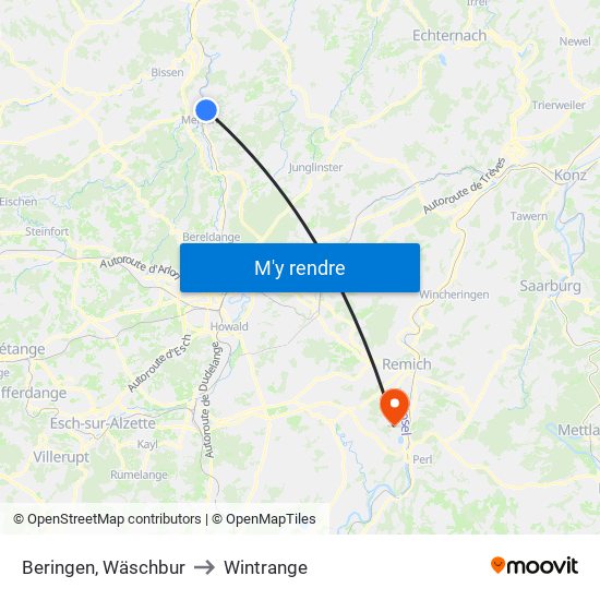 Beringen, Wäschbur to Wintrange map