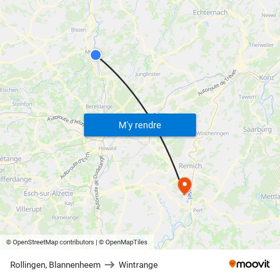 Rollingen, Blannenheem to Wintrange map