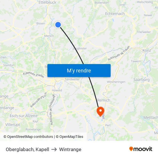 Oberglabach, Kapell to Wintrange map