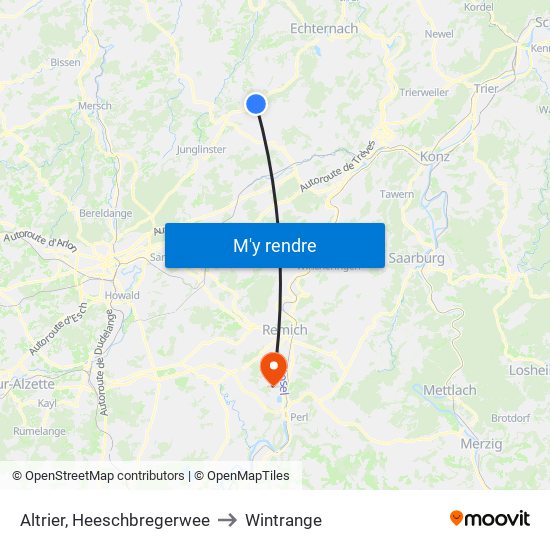 Altrier, Heeschbregerwee to Wintrange map