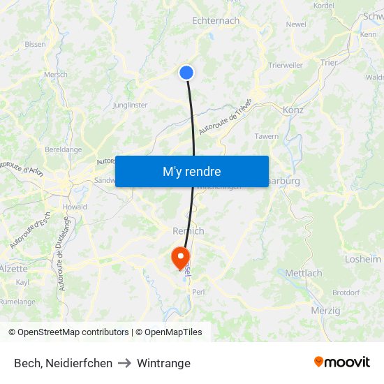 Bech, Neidierfchen to Wintrange map