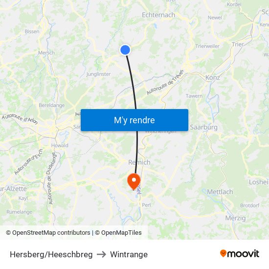 Hersberg/Heeschbreg to Wintrange map