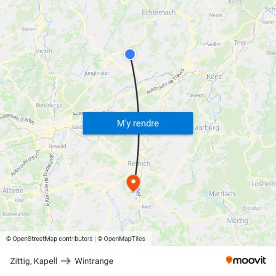 Zittig, Kapell to Wintrange map
