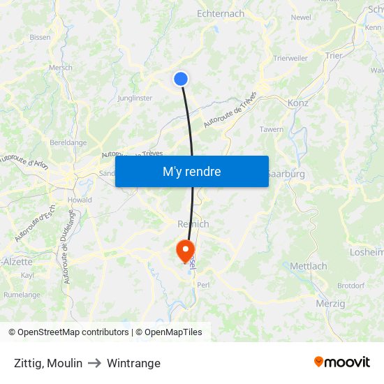 Zittig, Moulin to Wintrange map