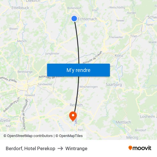 Berdorf, Hotel Perekop to Wintrange map