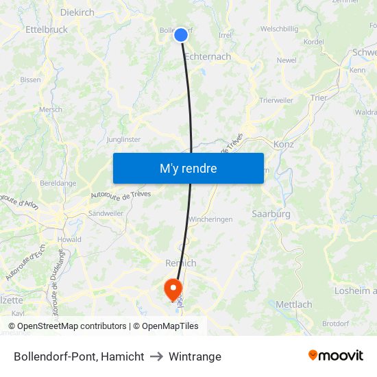 Bollendorf-Pont, Hamicht to Wintrange map