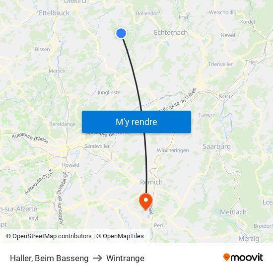 Haller, Beim Basseng to Wintrange map