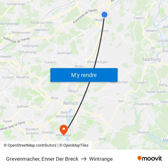 Grevenmacher, Enner Der Bréck to Wintrange map