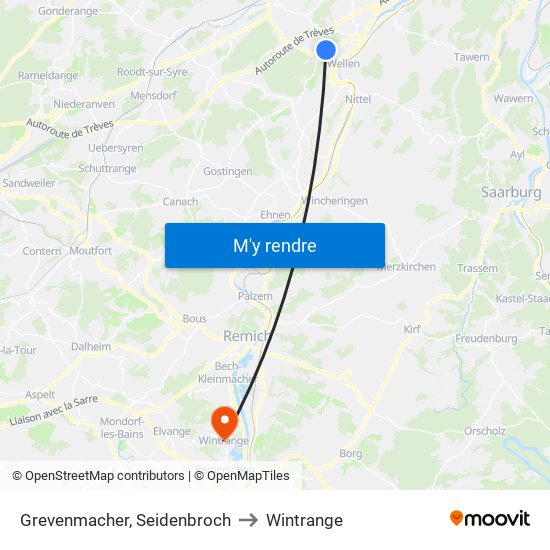 Grevenmacher, Seidenbroch to Wintrange map