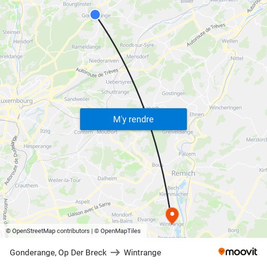 Gonderange, Op Der Breck to Wintrange map