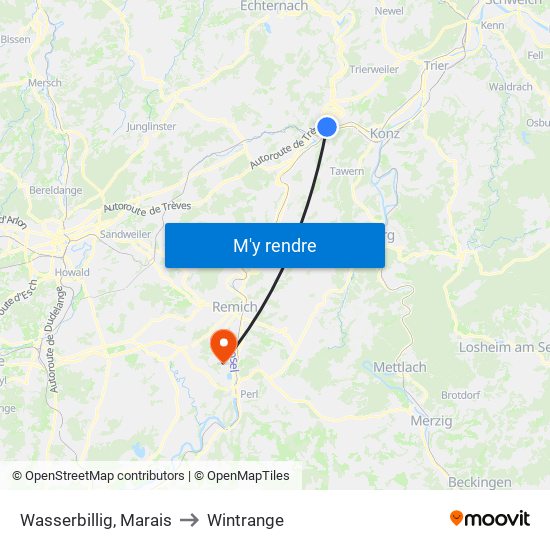 Wasserbillig, Marais to Wintrange map