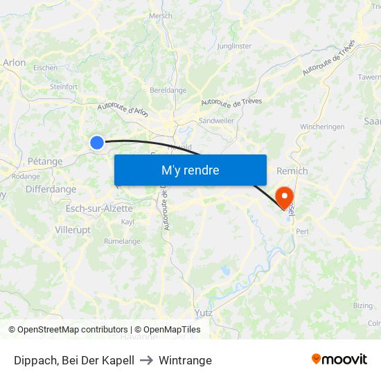 Dippach, Bei Der Kapell to Wintrange map