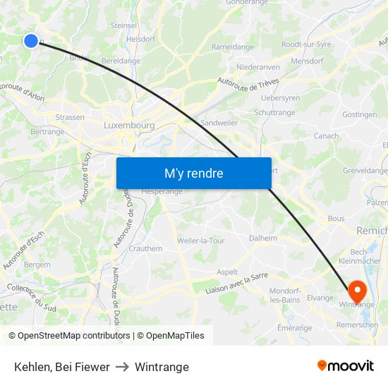 Kehlen, Bei Fiewer to Wintrange map