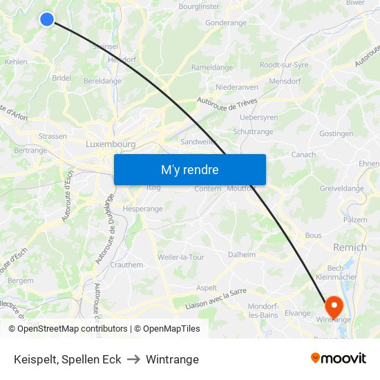 Keispelt, Spellen Eck to Wintrange map