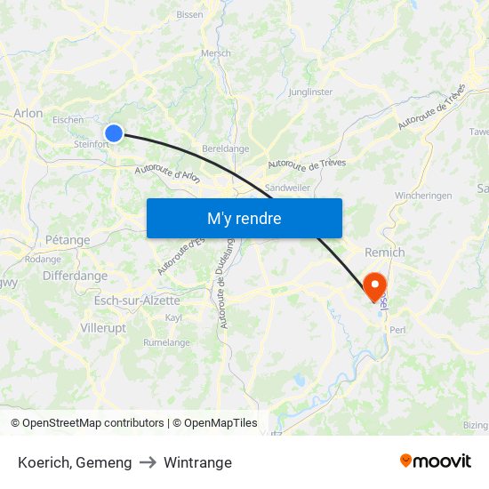 Koerich, Gemeng to Wintrange map