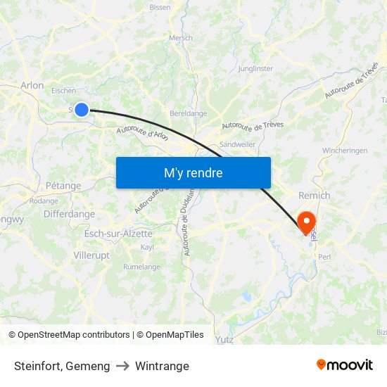 Steinfort, Gemeng to Wintrange map