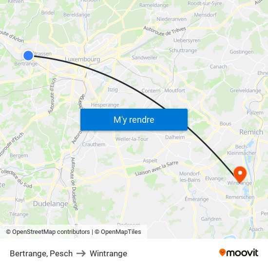 Bertrange, Pesch to Wintrange map